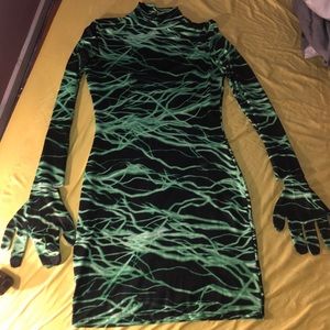 Dress with gloves attached